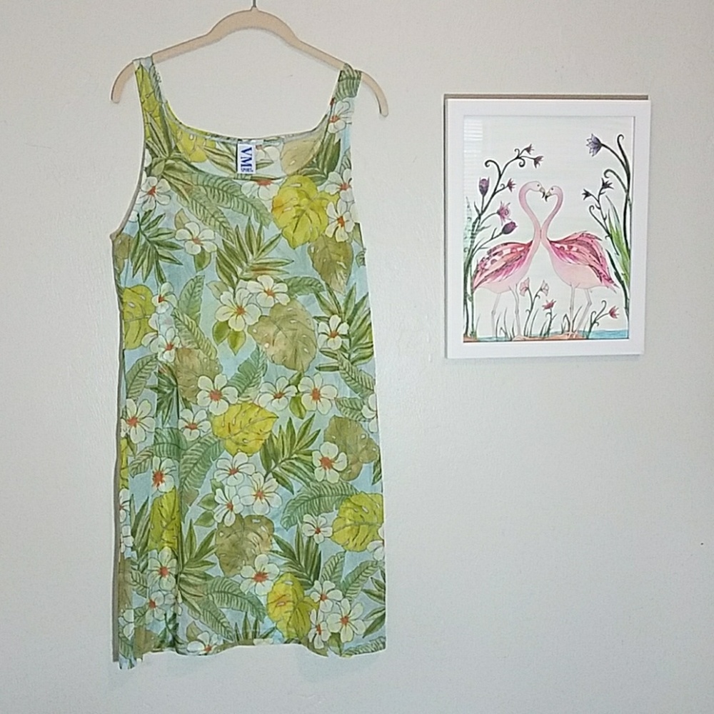VM Sport tropical print sheer swim cover up